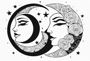 sun and moon in love tattoo idea