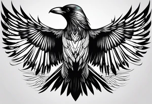 crow with open wings, only lines tattoo idea