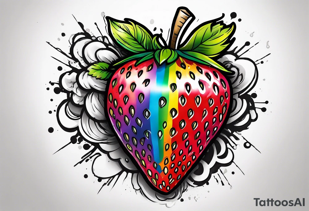 Graffiti Rainbow Strawberry tattoo idea