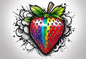 Graffiti Rainbow Strawberry tattoo idea