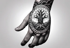 tattoo fool sleeve, tree roots break out of the chains at the bottom of the hand tattoo idea