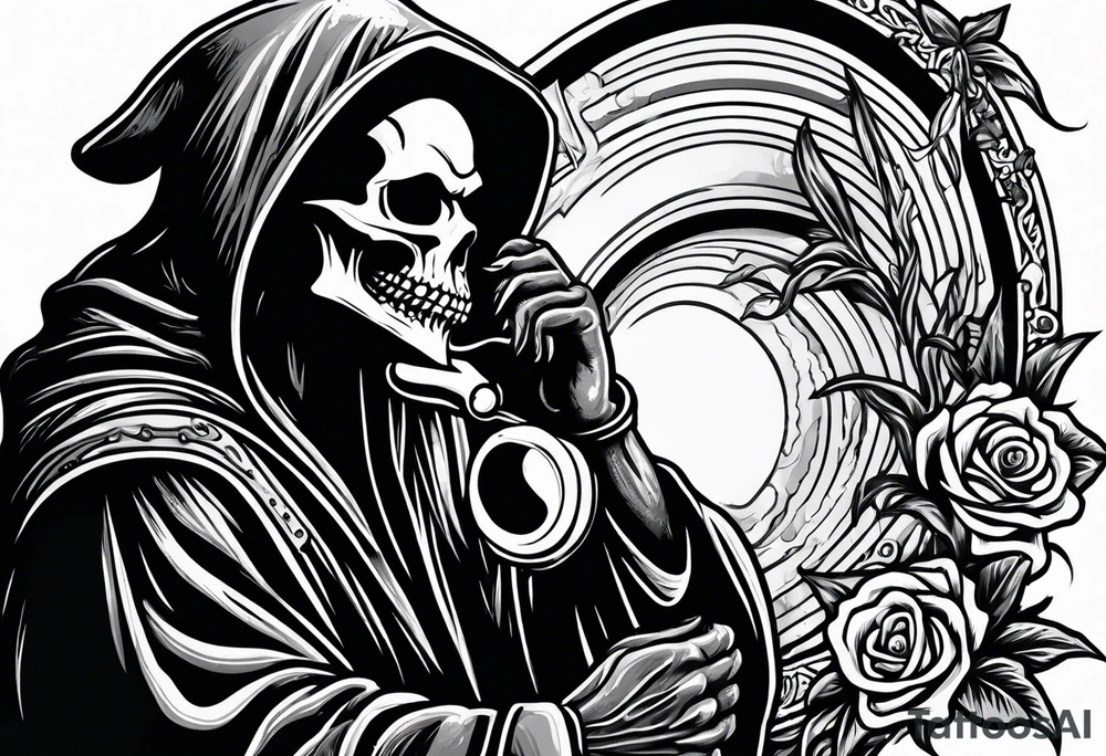 Grim reaper talking on a telephone tattoo idea