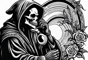 Grim reaper talking on a telephone tattoo idea