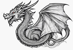 Dragon line drawing tattoo idea