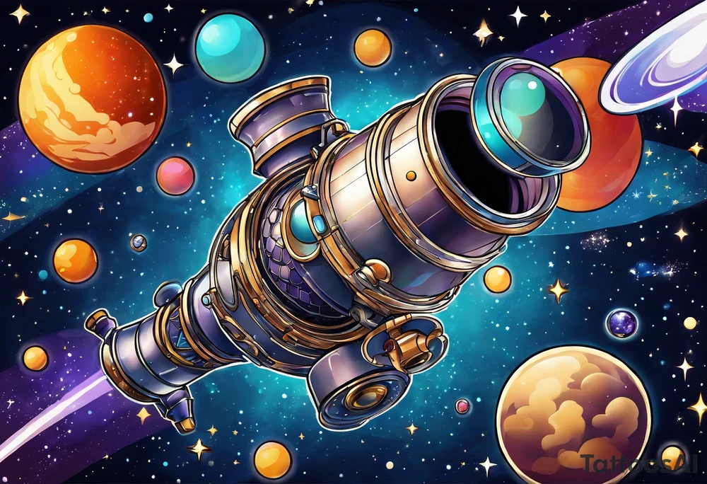 Bubbles outer space telescope tattoo idea