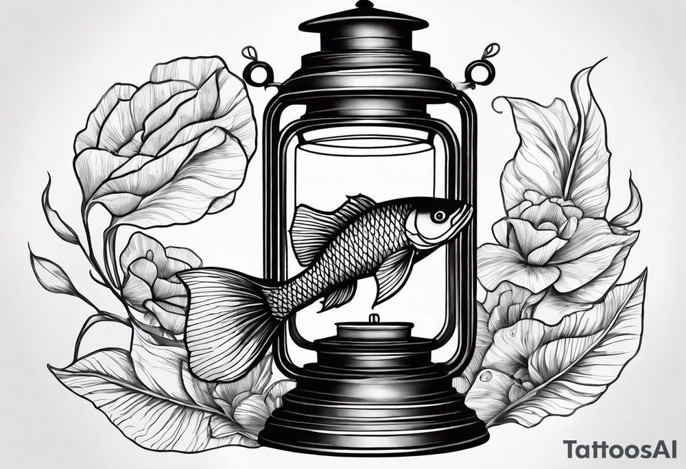A beta fish inside of a lantern tattoo idea