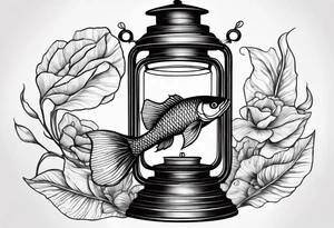 A beta fish inside of a lantern tattoo idea