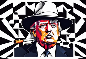 trump with hat smoking a cigarette tattoo idea