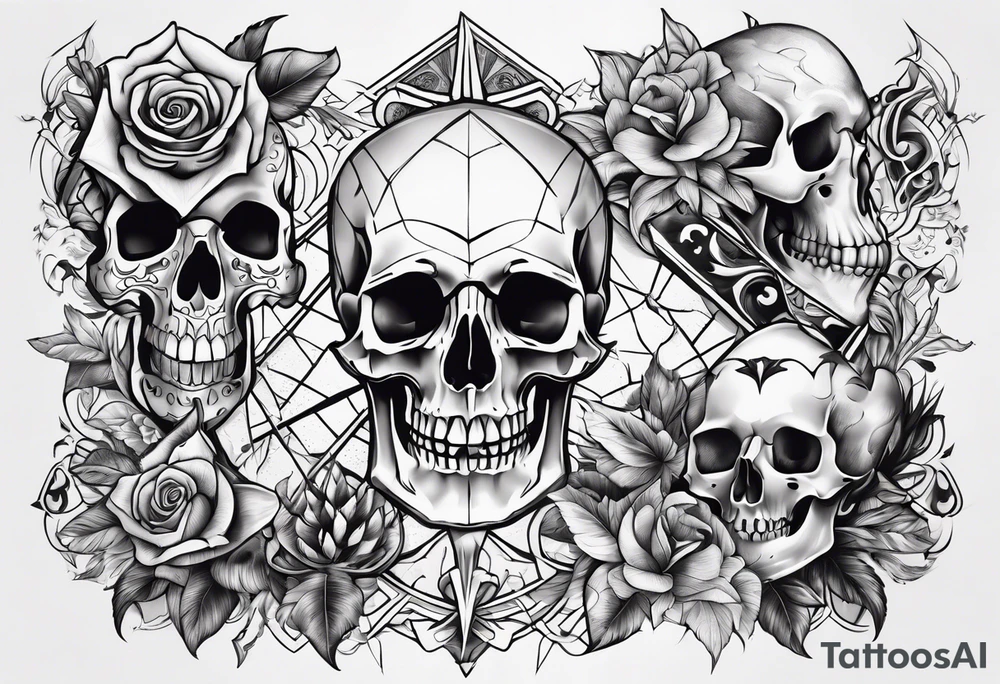 Variety of bones traditional style flash sheet tattoo idea