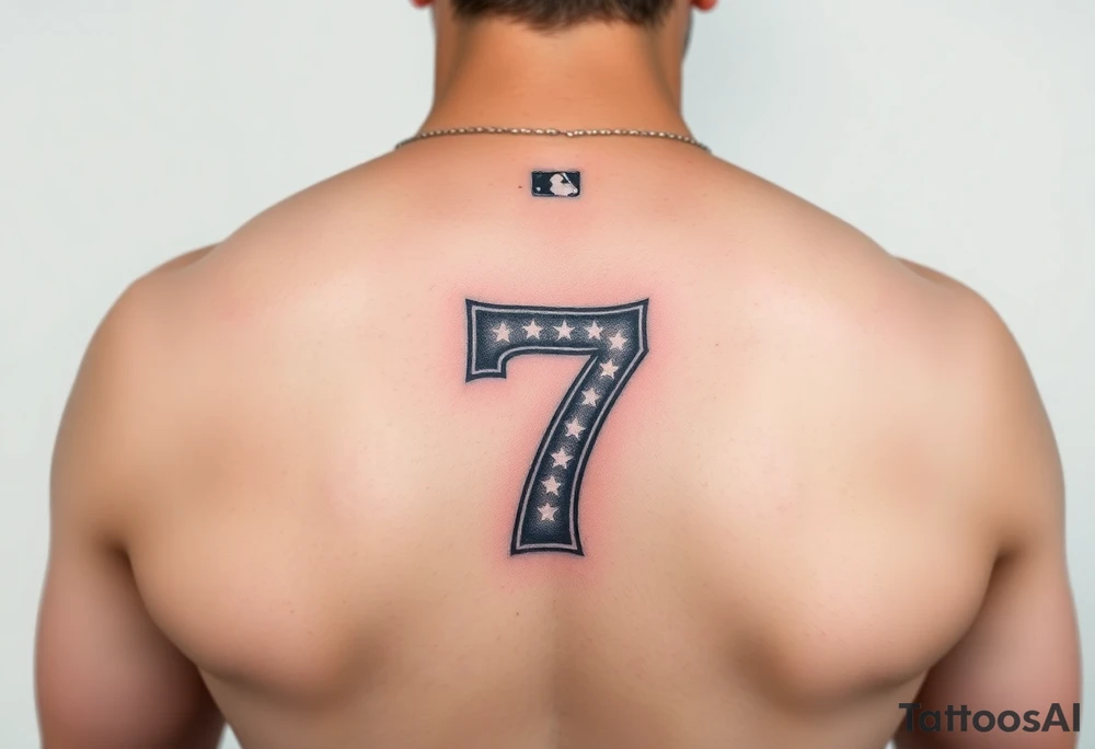 the number seven and a yankee jersey for forearm tattoo idea
