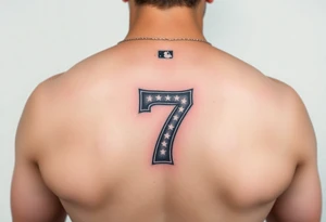 the number seven and a yankee jersey for forearm tattoo idea