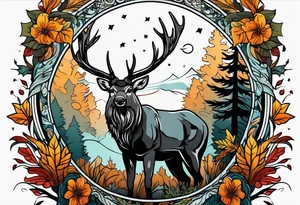 Hunting in forest tattoo idea
