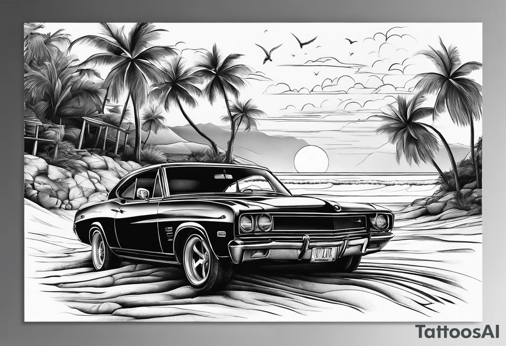Beach landscape tattoo idea