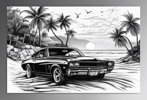 Beach landscape tattoo idea
