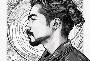 A person looking up at space tattoo idea