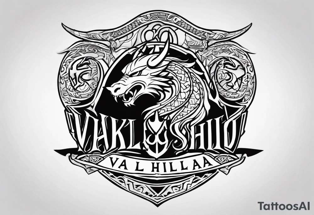 Viking sword Valhalla dragon shield tattoo idea