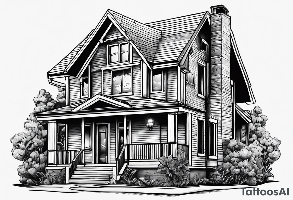 House on fire tattoo idea