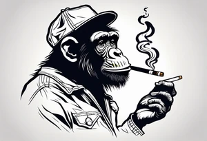Chimpanzee smoking a cigarette tattoo idea