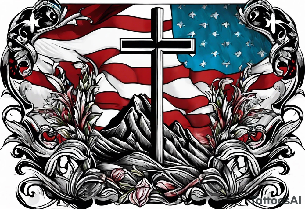 Stand for the Flag 
Kneel for the Cross tattoo idea