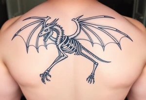 powerful majestic medieval skeleton dragon with arms and legs and wings tattoo idea