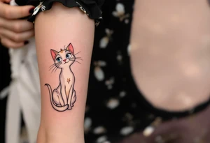 A delicate pastel tattoo of Marie from The Aristocats adds a touch of feline elegance. tattoo idea