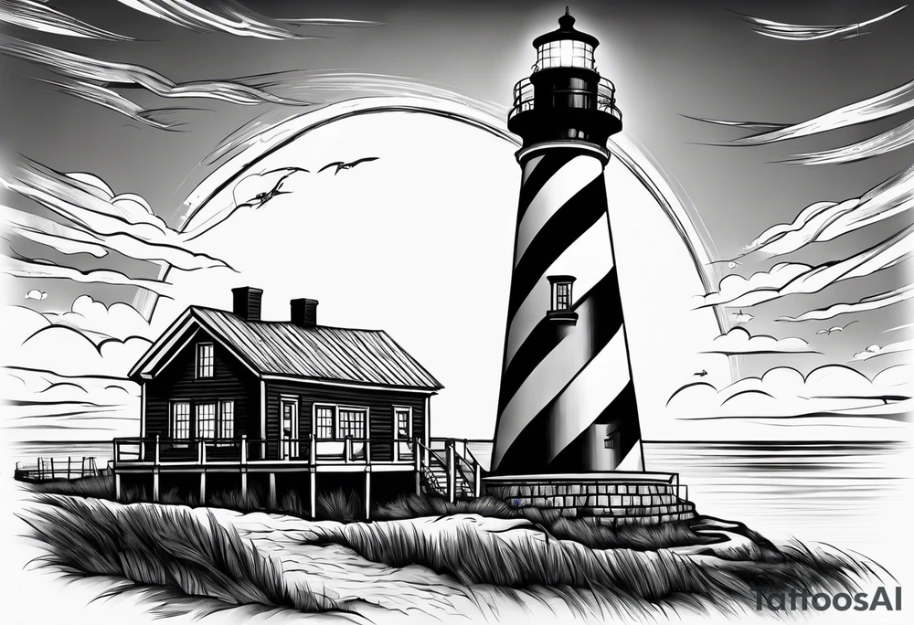 Hatteras island, lighthouse, and train tattoo idea Hatteras island, lighthouse, and train tattoo idea