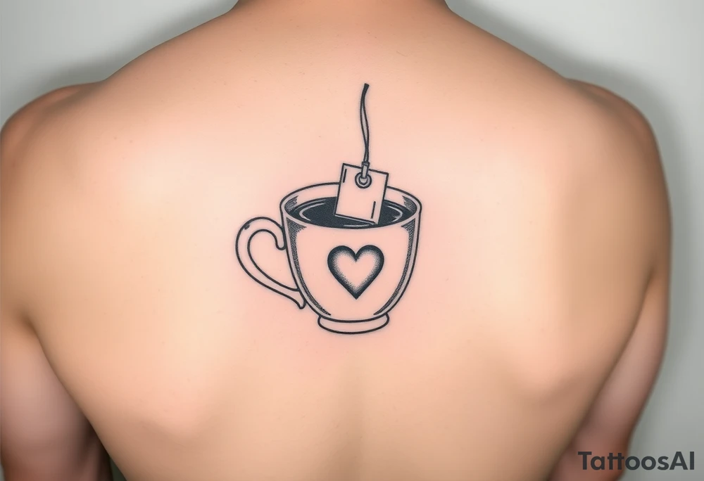 Cup of tea simple vintage small with a tea bag hanging out of the cup with a love heart on it tattoo idea
