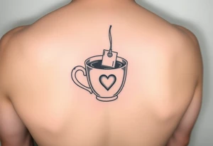 Cup of tea simple vintage small with a tea bag hanging out of the cup with a love heart on it tattoo idea