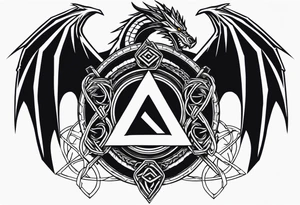 Valhalla sword shield dragon axe Valknut barbed wire chains valknut tattoo idea