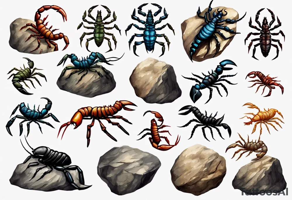 tiny scorpion on a rock tattoo idea