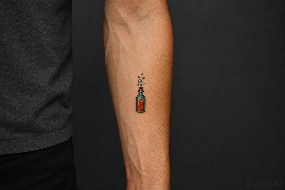 bubbles up from a bottle tattoo idea