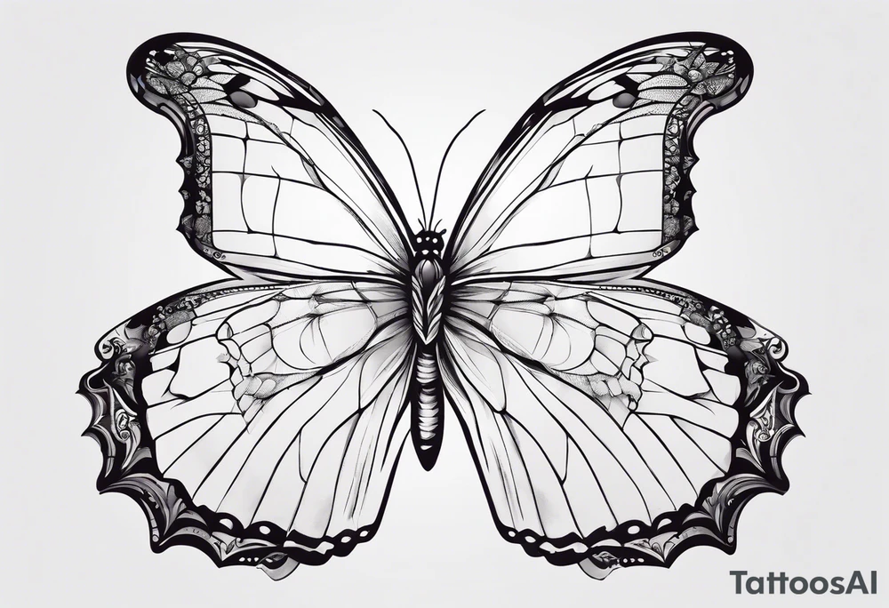 Butterfly but with portrait on 1 of wing tattoo idea
