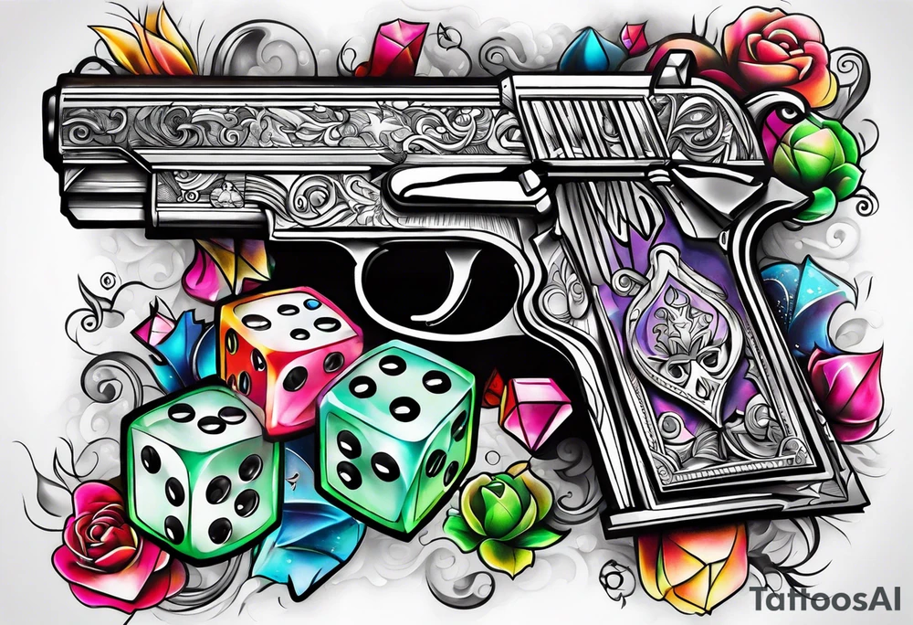 Money guns dice tattoo idea