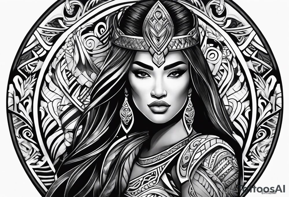 Māori female warrior doing pukana tattoo idea Māori female warrior doing pukana tattoo idea