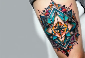 knee tattoo with unicursal hexagram tattoo idea