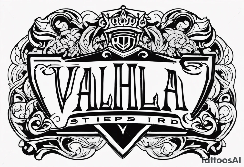 Valhalla steps shield sword tattoo idea