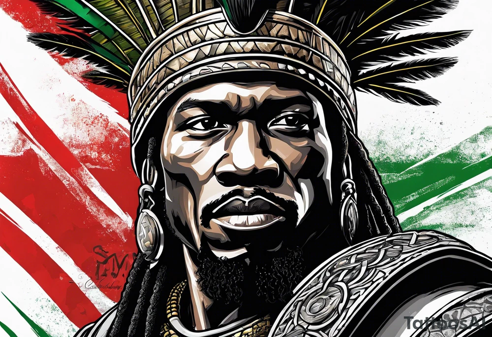 jamaican warrior into Spartan soldier tattoo idea