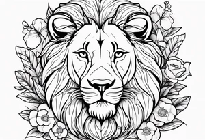 Lion and flowers tattoo idea