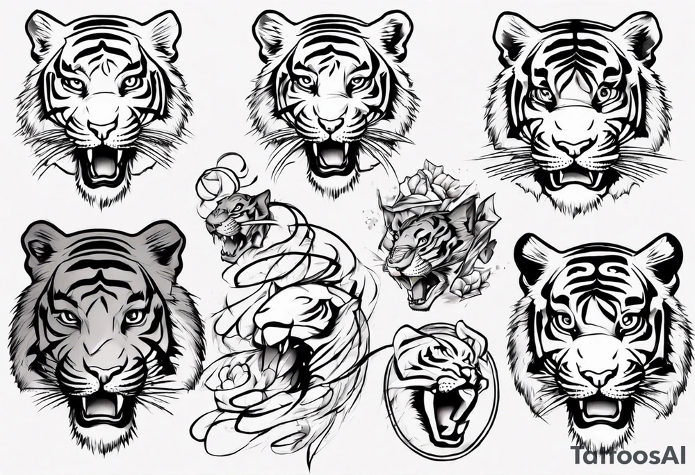 Electricity Tiger forearm  sleeve tattoo idea