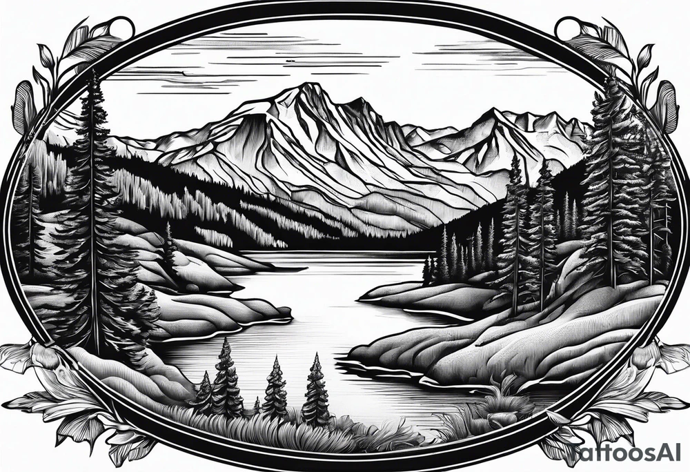 squaw valley with lake in the background tattoo idea