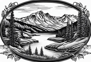 squaw valley with lake in the background tattoo idea