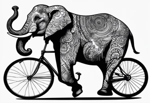 An elephant rides a bicycle tattoo idea