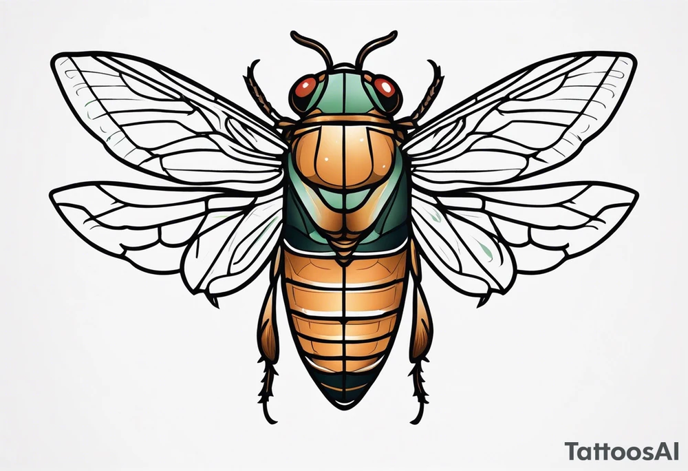 Neo traditional Cicada tattoo idea