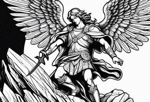 st michael the archangel stepping on a rock tattoo idea