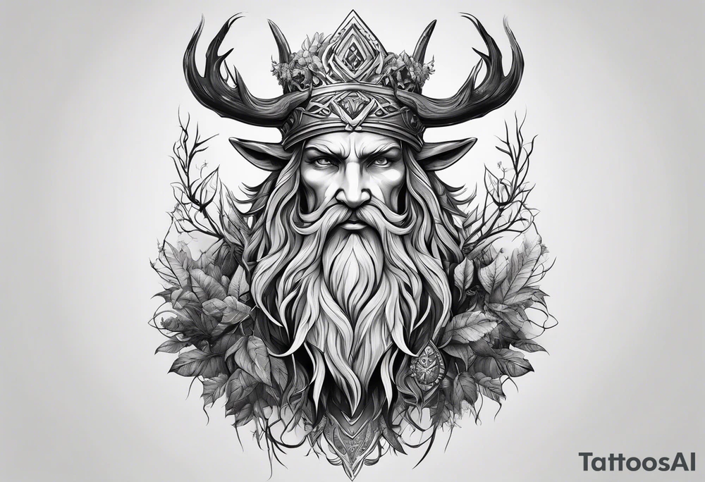 Leshy with Russian traditional design tattoo idea Leshy with Russian traditional design tattoo idea