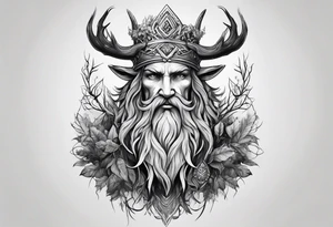 Leshy with Russian traditional design tattoo idea