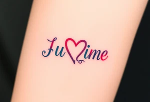 Bright colored ambigram words tattoo idea