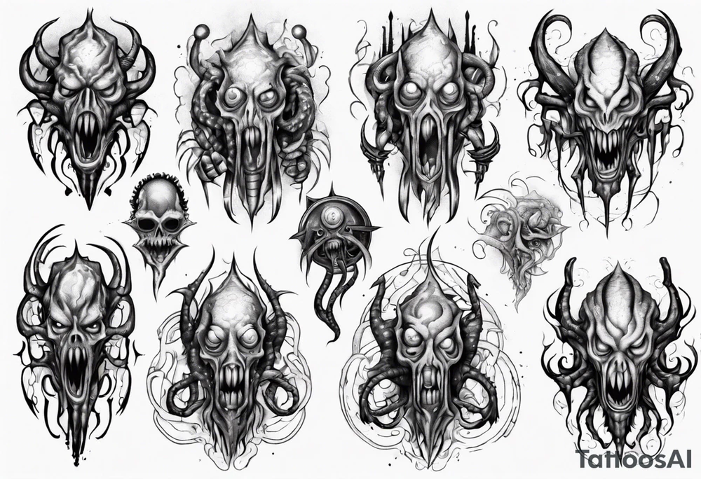 lovecraft monster for arms and forearms tattoo idea