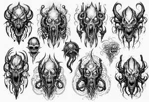 lovecraft monster for arms and forearms tattoo idea