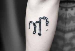 system of thin curved plumbing pipes with each pipe ending without a curved pipe tattoo idea